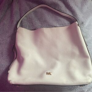 Michael Kors White Shoulder Bag with Curved Handle